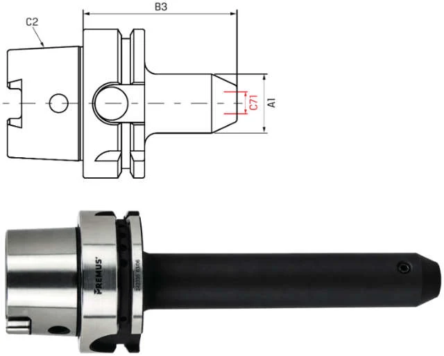 Weldon PREMUS chuck, extra long, G2,5 at 25.000 rpm