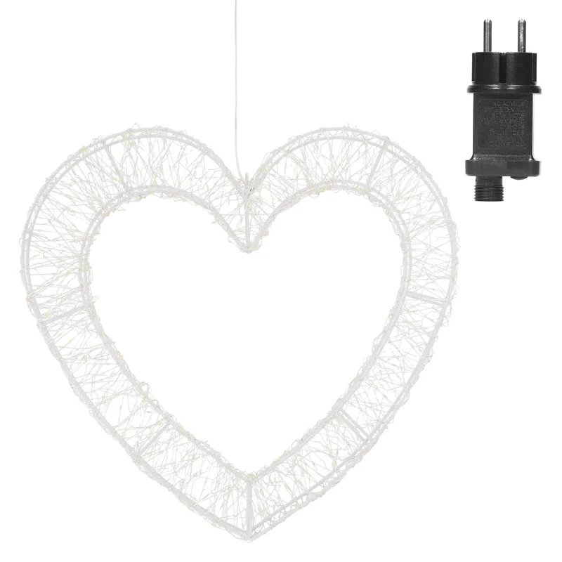ECD Germany | LED Deko Herz mit Timer 500 LED 36 cm Metall Warmweiß Weihnachtsdeko Weihnachtsbeleuchtung Fensterdeko Weihnachten Lichterherz Außen