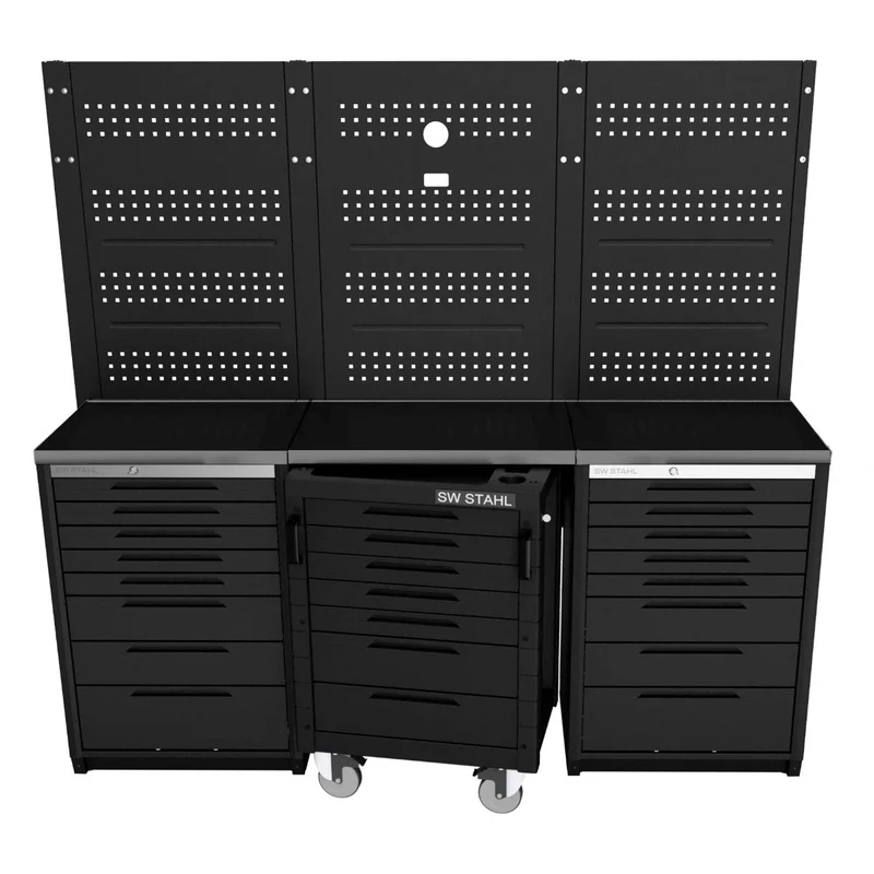 SW-Stahl Einschub-Arbeitsplatte Edelstahl schwarz für TT400 700 mm