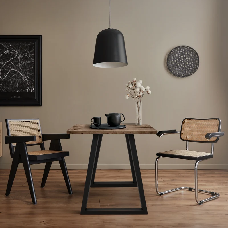 B-Ware Tischbeine 2er Set Trapez Design 60x72 cm schwarz aus Stahl