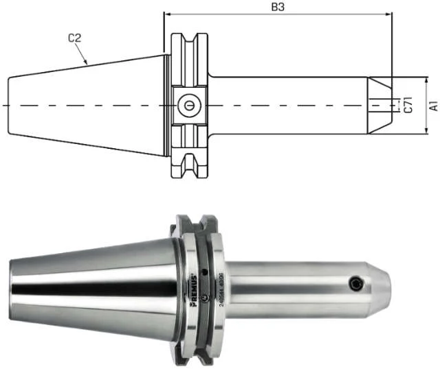 Weldon chuck PREMUS, form AD/AF, long, with cooling channel bores, G2,5 at 25.000 rpm