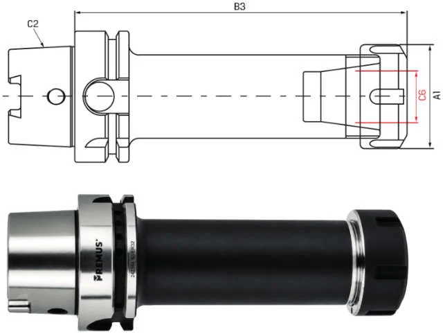 ER PREMUS collet chuck, extra long, G2,5 at 25.000 rpm
