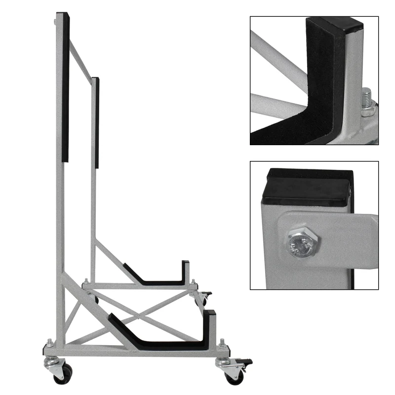 Hardtopständer mit 4 feststellbaren Rollen Silber aus Stahl und Hardtop Cover