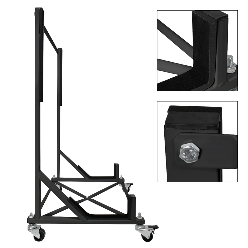 Hardtopständer mit 4 feststellbaren Rollen Schwarz aus Stahl und Hardtop Cover
