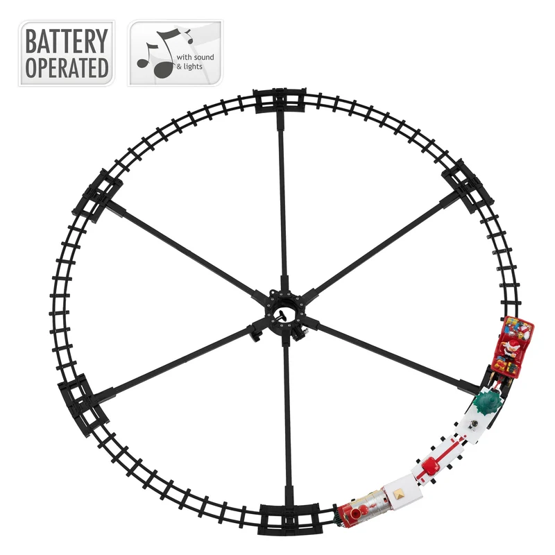 ECD Germany | Weihnachtszug für den Weihnachtsbaum mit Licht & Sound Ø87,5 cm Kunststoff Weihnachtsdeko Eisenbahn elektrisch