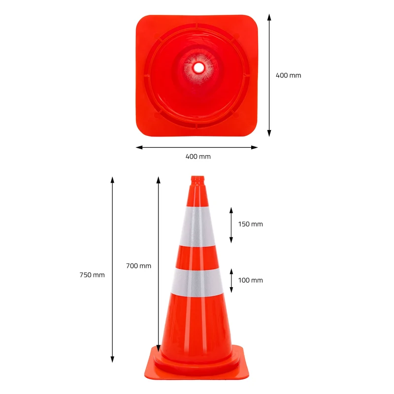 ECD Germany | Pylonen 20er Set groß mit 2 reflektierenden Streifen 75 cm aus PE Orange Verkehrskegel Leitkegel Warnkegel Absperrkegel Verkehrshütchen