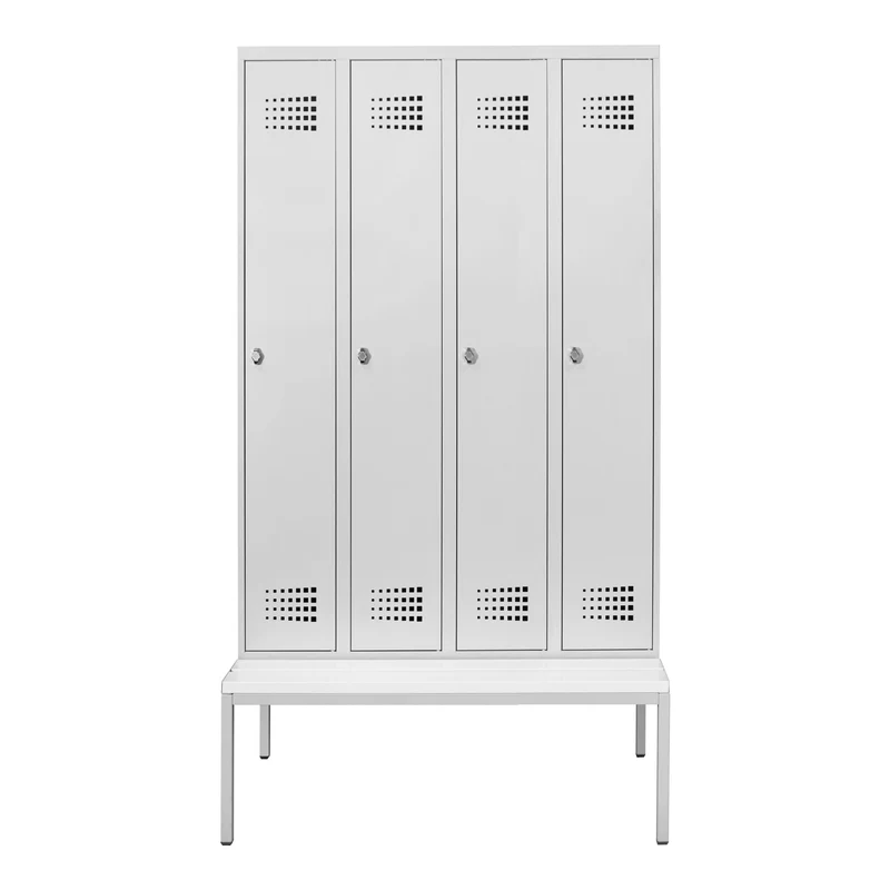 STIER Garderobenspind Premium mit Sitzbankuntergestell 4 Abteile Drehriegel
