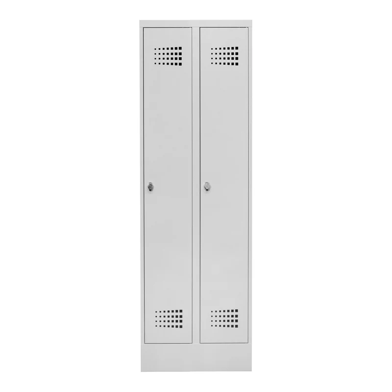 STIER Garderobenspind Premium mit Sockel 2 Abteile Drehriegel lichtgrau