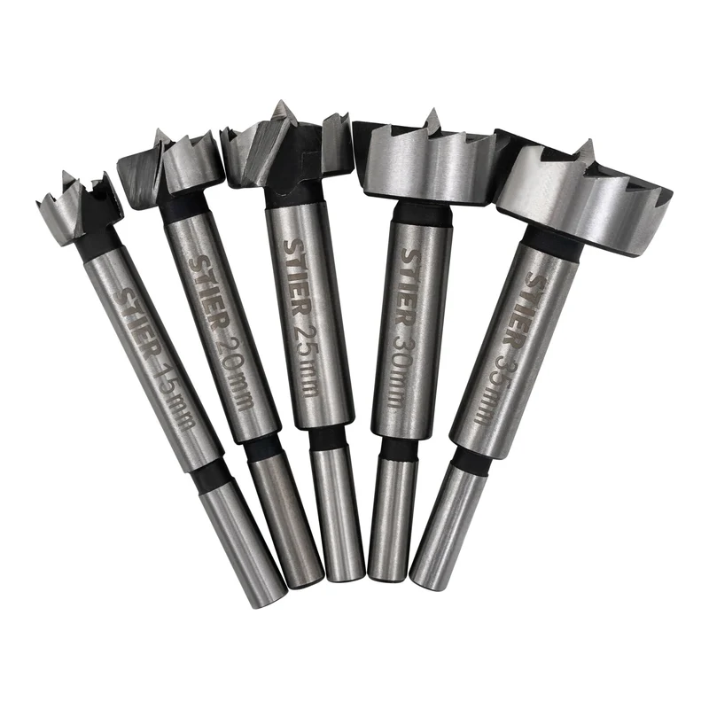 STIER Forstnerbohrer Set in Holz-Kasette 5-teilig (15 20 25 30 35 mm) 10 mm