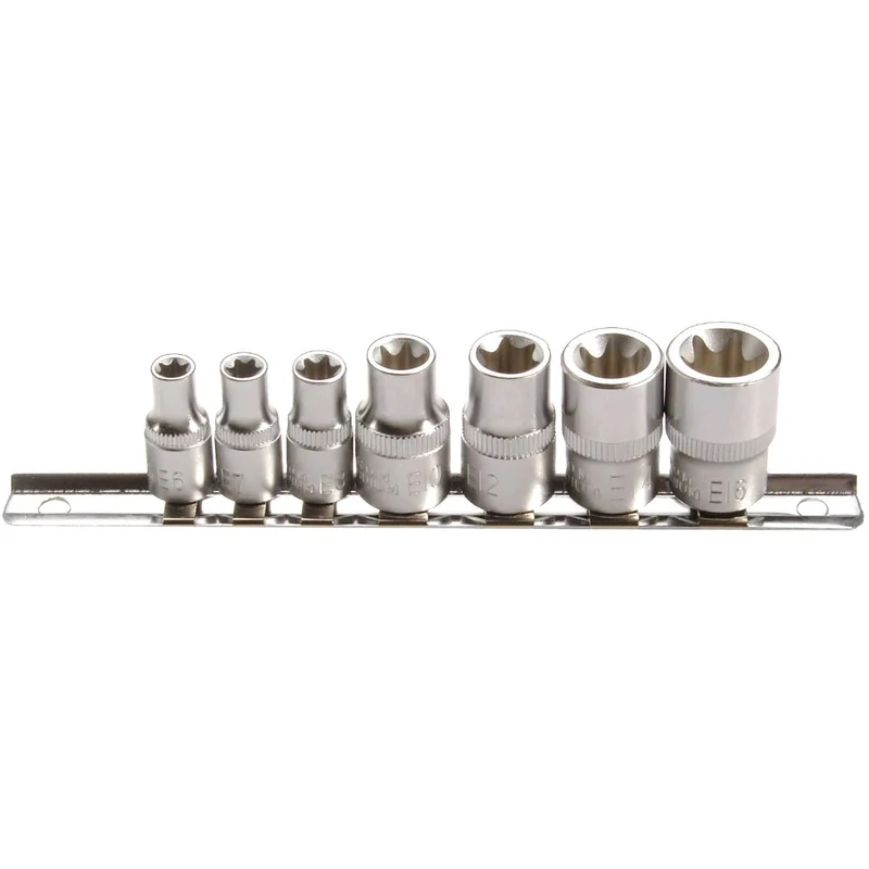 SW-Stahl Steckschlüsseleinsätze E-Profil E6-E16 7-teilig
