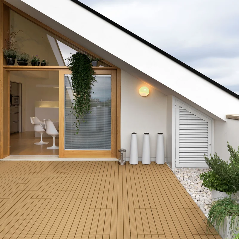 Terrassenfliesen 60x30 cm 6er Set für 1m² Teak aus WPC