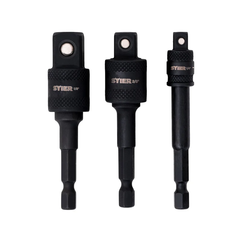 STIER Bit Adapter Satz 3-teilig 1/4 Stecknüsse 3/8 und 1/2 Zoll Steckschlüssel