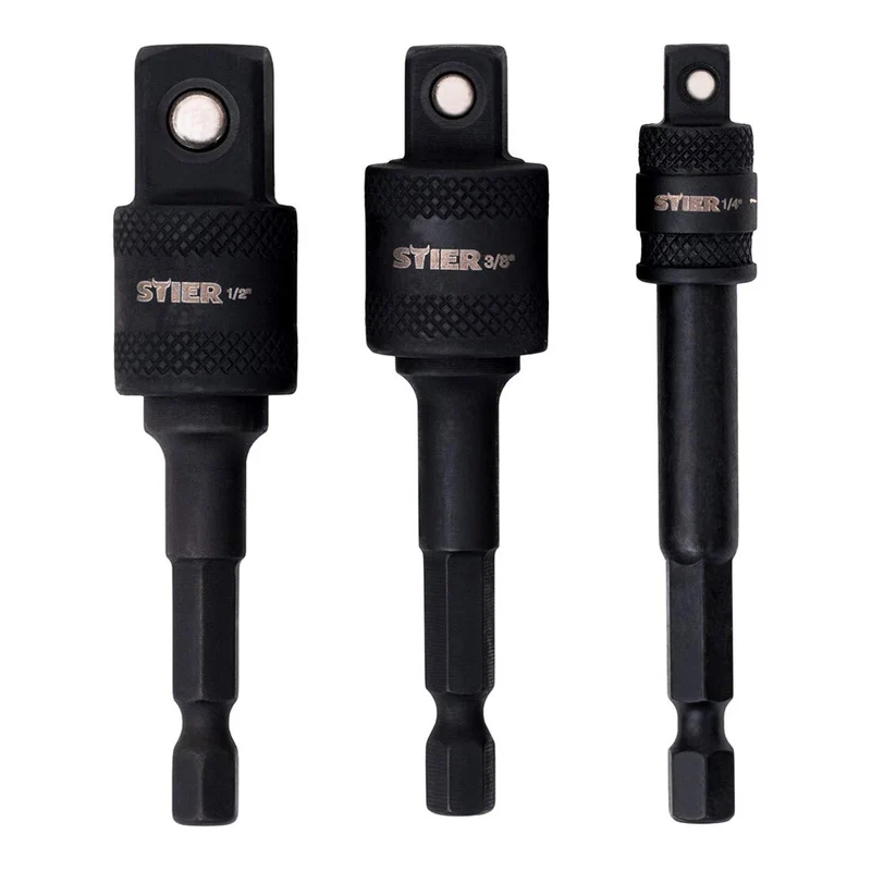 STIER Bit Adapter Satz 3-teilig 1/4 Stecknüsse 3/8 und 1/2 Zoll Steckschlüssel