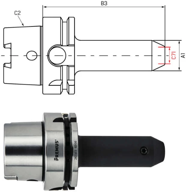 Weldon chuck PREMUS, long, G2,5 at 25.000 1/min