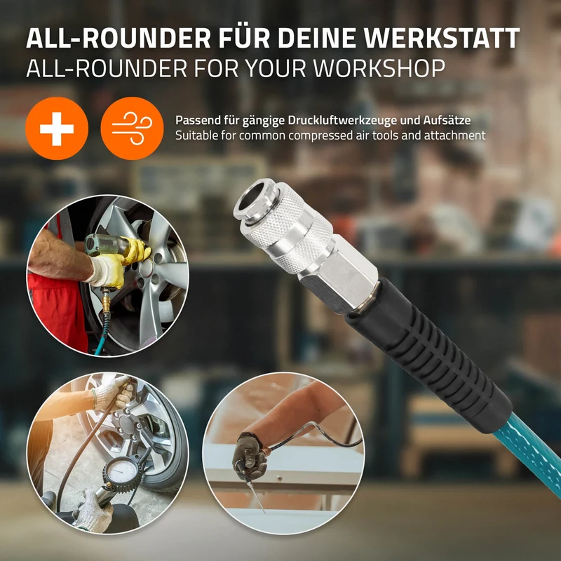 ECD Germany | Druckluft Schlauchtrommel Automatik 10/15/20/30 m 1/4" Anschluss für Wandmontage