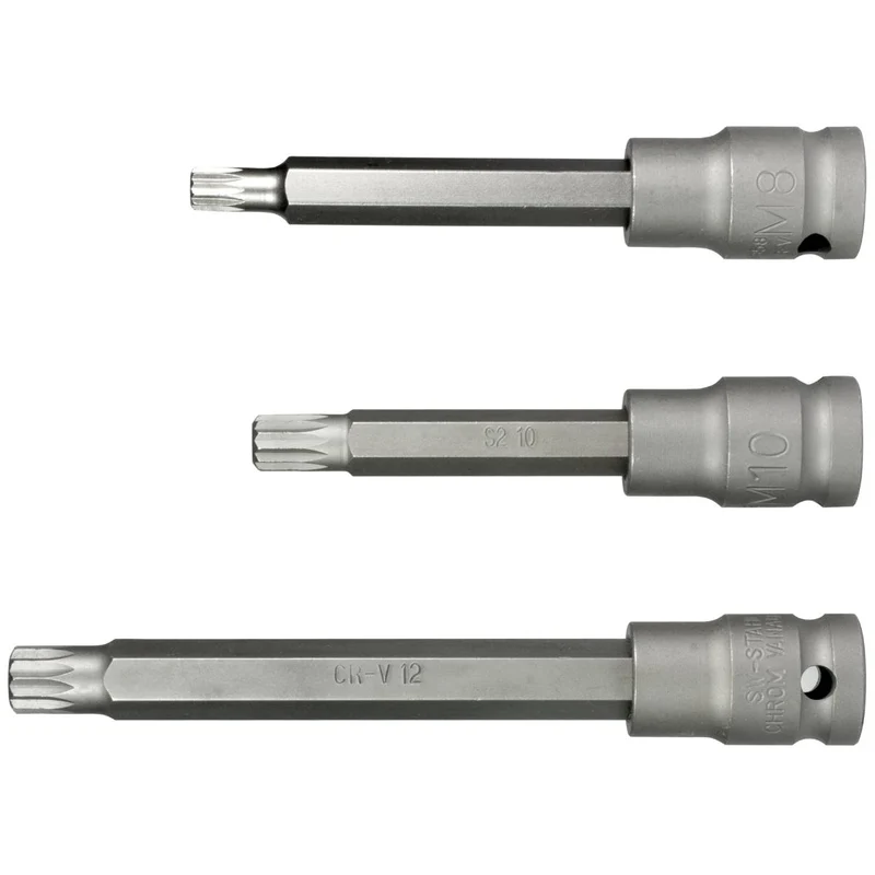 SW-Stahl IMPACT-Schraubendreheinsätze 1/2" Innenvielzahn M8-M12 3-teilig