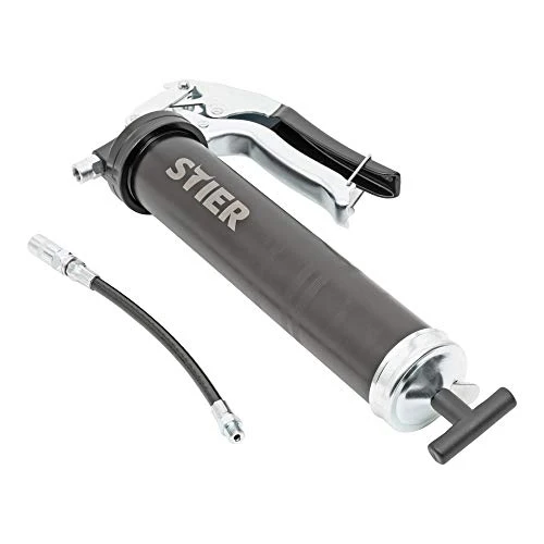 STIER Einhand-Fettpresse mit Nylonschlauch Arbeitsdruck 410 bar Schmierpresse