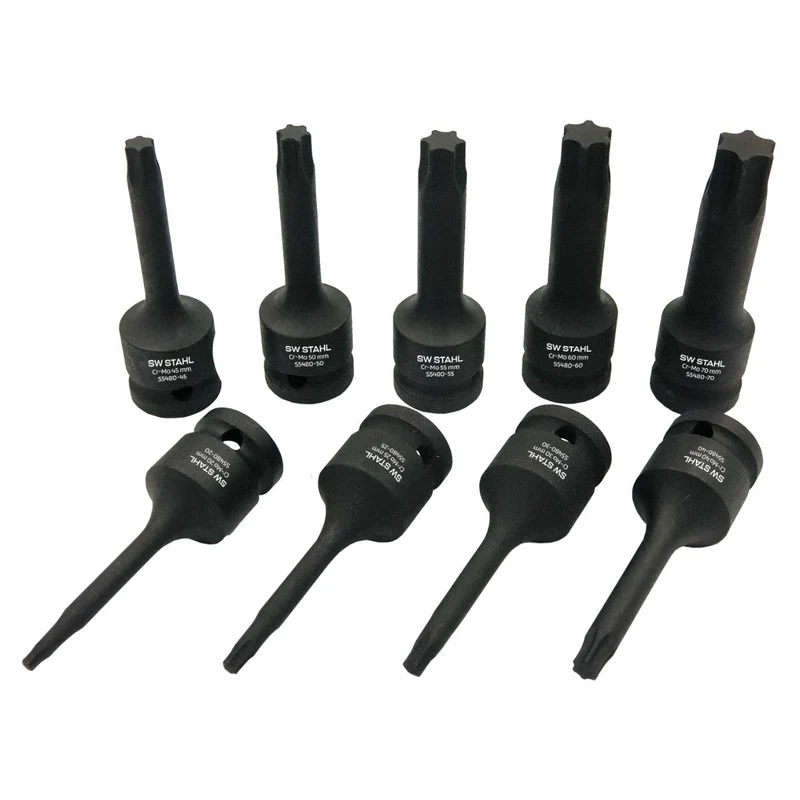 SW-Stahl IMPACT-Schraubendreheinsätze 1/2" T-Profil T20-T70 9-teilig