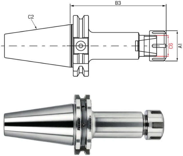 Collet chuck ER PREMUS, form AD/AF, long, G2,5 at 25.000 1/min