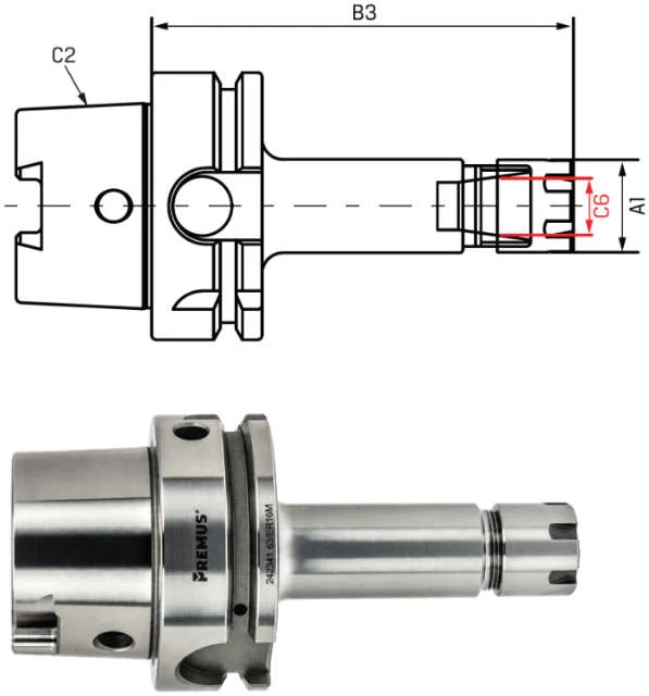 Collet chuck ER-Mini PREMUS, long, G2,5 at 25.000 1/min
