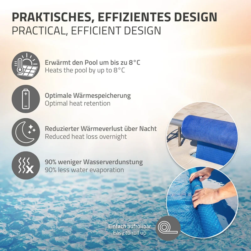 ECD Germany | Pool Solarfolie 120µm Blau Solarabdeckplane Solarplane Solarabdeckung zuschneidbar Poolabdeckung