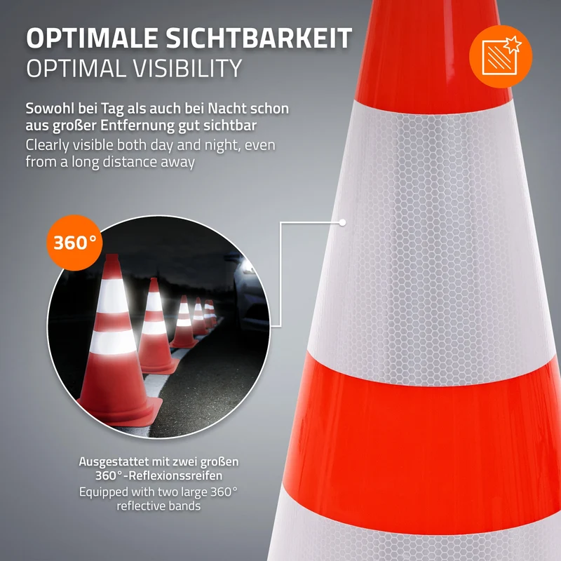 ECD Germany | Pylone mit 2 reflektierenden Streifen 75 cm aus PE Orange groß Verkehrskegel Leitkegel Warnkegel Verkehrsleitkegel Verkehrshütchen