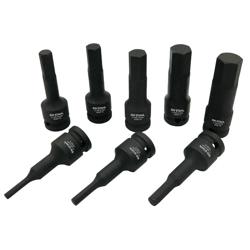 SW-Stahl IMPACT-Schraubendreheinsätze 1/2" Innensechskant 5-19 mm 8-teilig