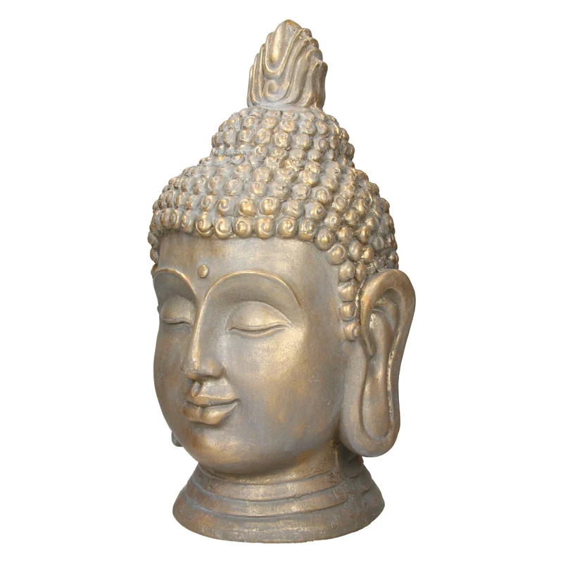 ECD Germany | Buddha Kopf Figur aus Kunststein Asien Dekorationsobjekt für Haus und Garten