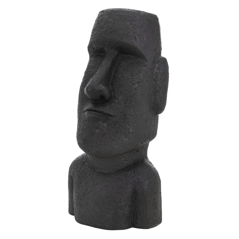 ECD Germany | Moai Rapa Nuil Kopf Figur aus wetterfestem Kunstharz Polyresin, Osterinsel Statue