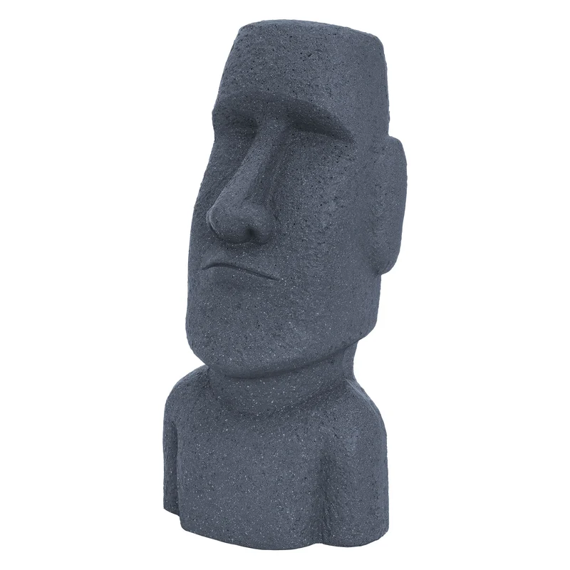 ECD Germany | Moai Rapa Nuil Kopf Figur aus wetterfestem Kunstharz Polyresin, Osterinsel Statue