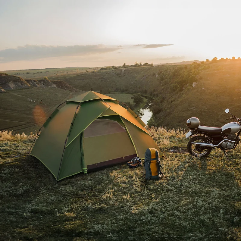 ECD Germany | Pop-Up Zelt für 4 Personen, Campingzelt Outdoor, Kuppelzelt doppelwandig mit 2 Türen, Wurfzelt wasserdicht & winddicht mit Tragetasche