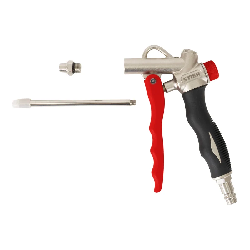 STIER Ausblaspistole mit Wechseldüse und Flow Control 1/4 Zoll Druckluftpistole