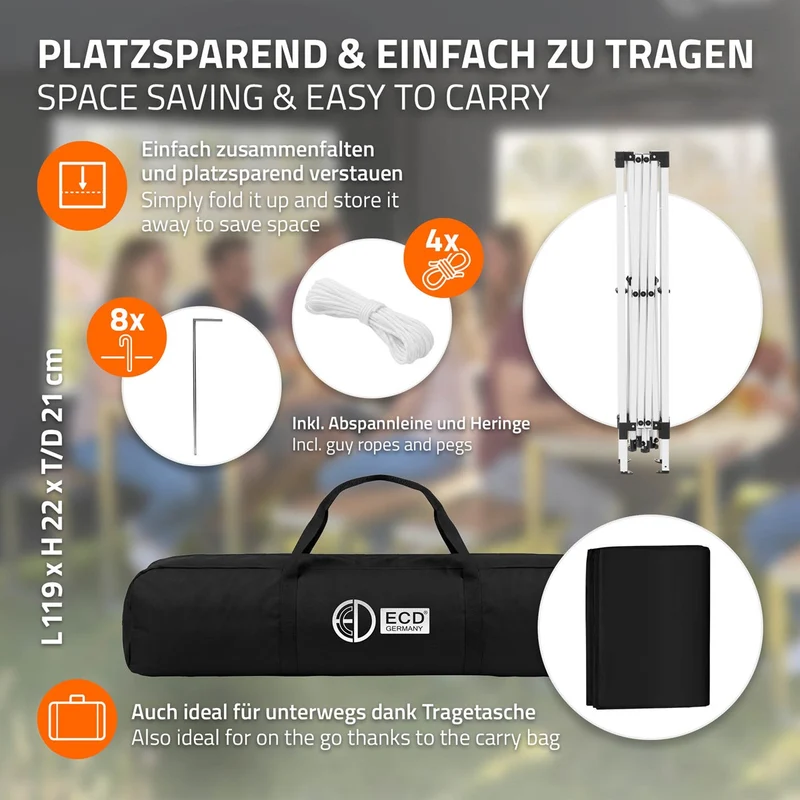 ECD Germany | Pavillon Pop Up Wasserabweisend mit Seitenwänden Polyester Oxford-Gewebe Faltpavillon Gartenpavillon Gartenzelt Partyzelt