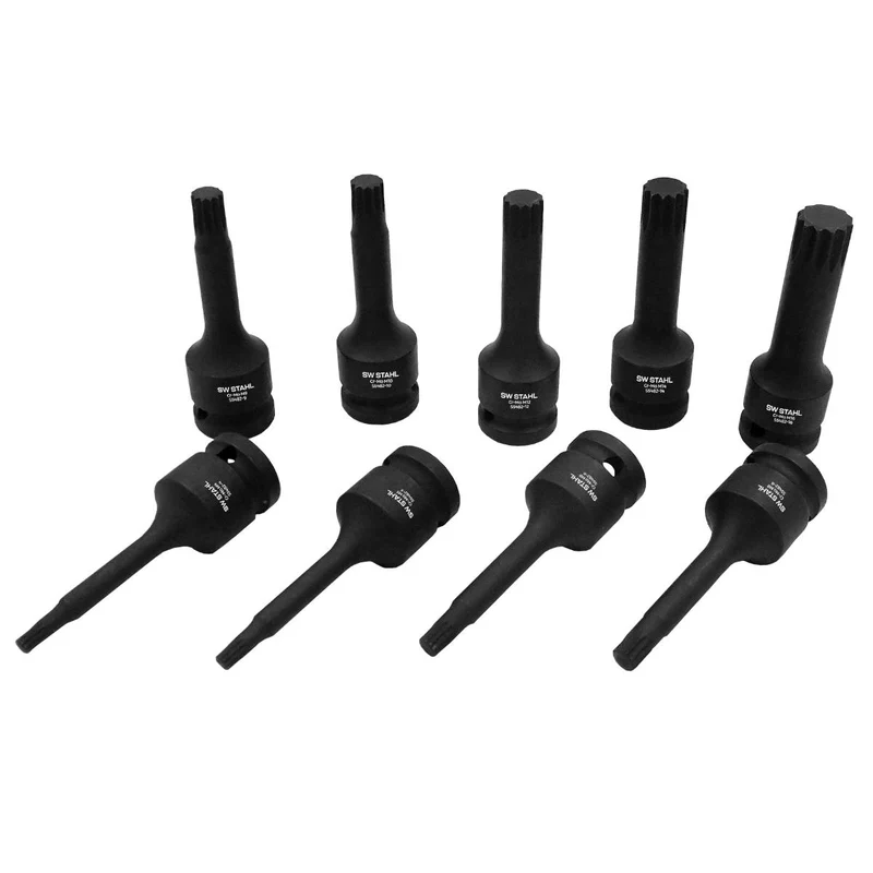 SW-Stahl IMPACT-Schraubendreheinsätze 1/2" Innenvielzahn M4-M16 9-teilig