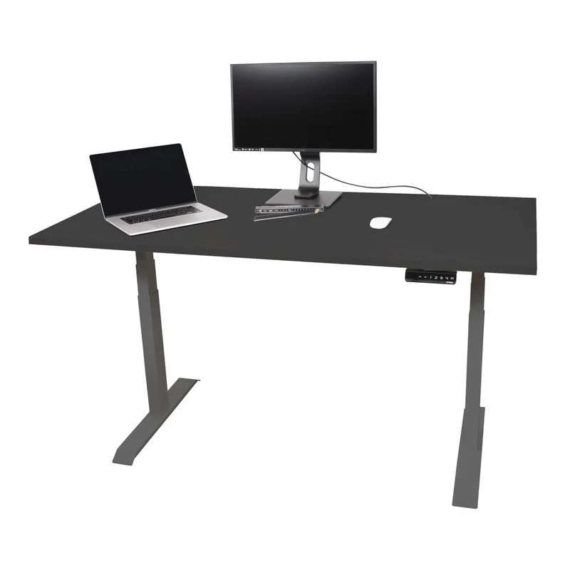 STIER Elektrisch höhenverstellbarer Schreibtisch TSR 120x80cm schwarz/schwarz