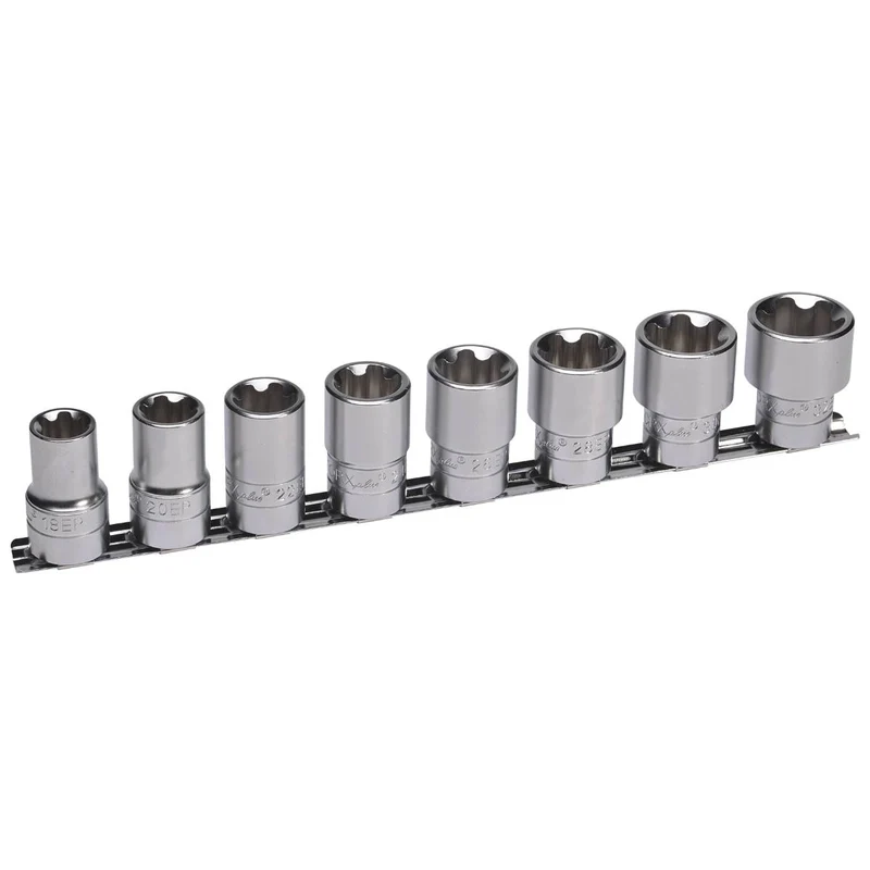 SW-Stahl Steckschlüsseleinsätze 1/2" EP-Profil EP18-EP32 8-teilig