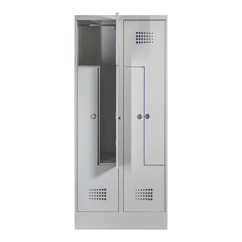 STIER Z-Garderobenspind Premium mit Sockel 4 Abteile Drehriegel lichtgrau