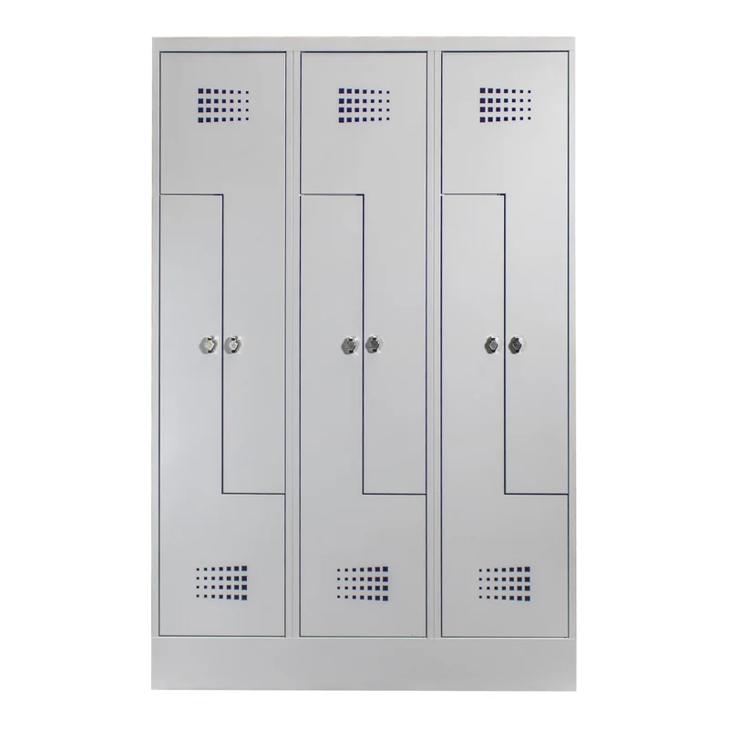 STIER Z-Garderobenspind Premium mit Sockel 6 Abteile Drehriegel lichtgrau