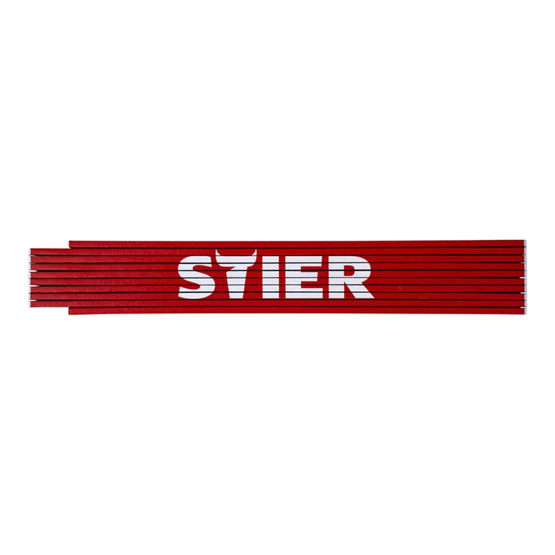 STIER Zollstock 2 m Länge aus Buchenholz 10 Glieder 90° und 180° Raster