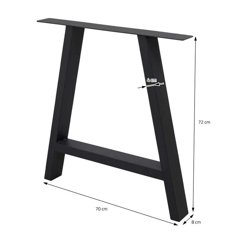 B-Ware Tischbeine 2er Set A-Design 70x72 cm Schwarz aus pulverbeschichtetem Stahl