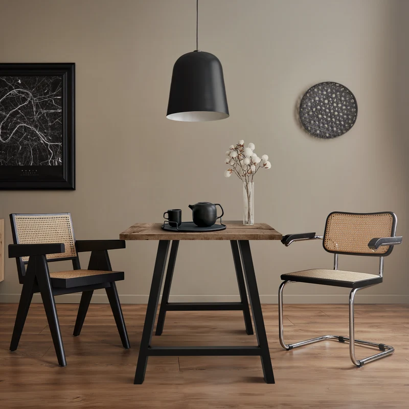B-Ware Tischbeine 2er Set A-Design 70x72 cm Schwarz aus pulverbeschichtetem Stahl