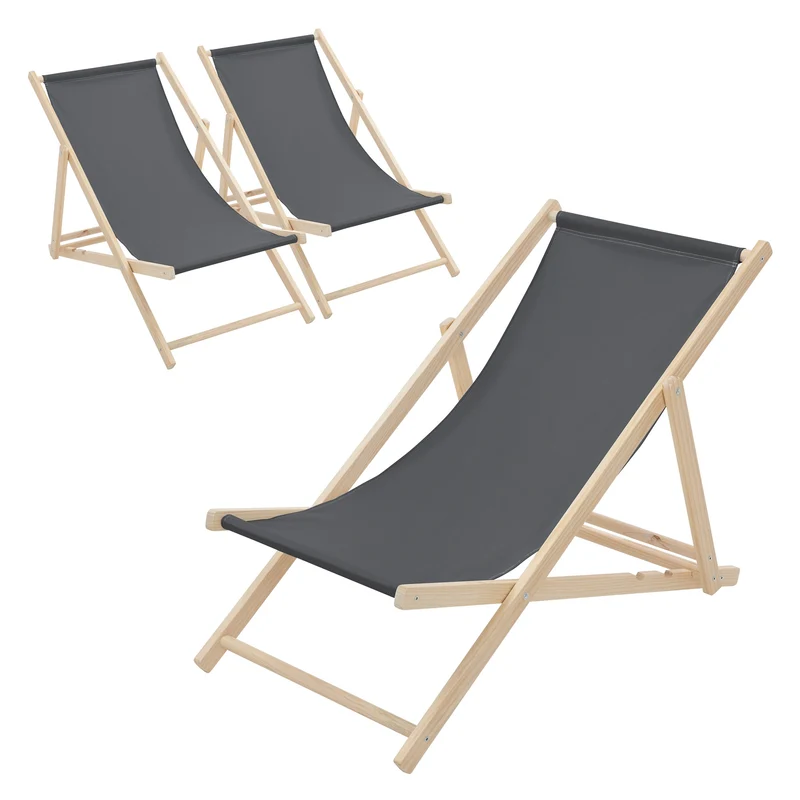 ECD Germany | Gartenliege klappbar aus Holz Strandliege Strandstuhl Sonnenliege