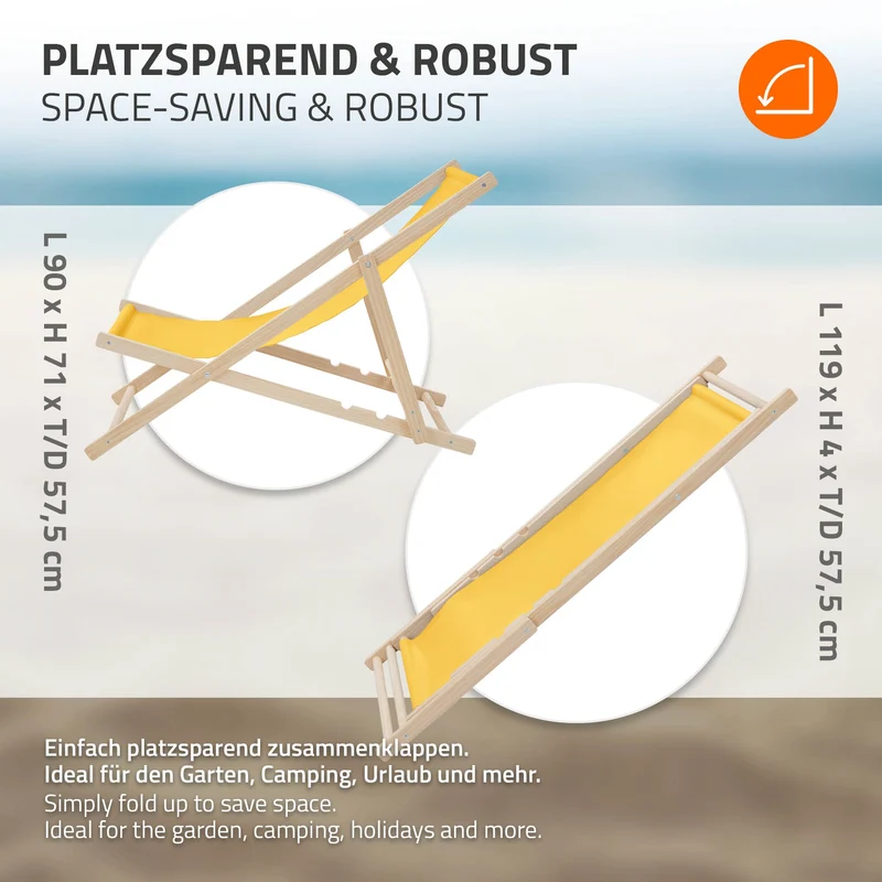ECD Germany | Gartenliege klappbar aus Holz Strandliege Strandstuhl Sonnenliege