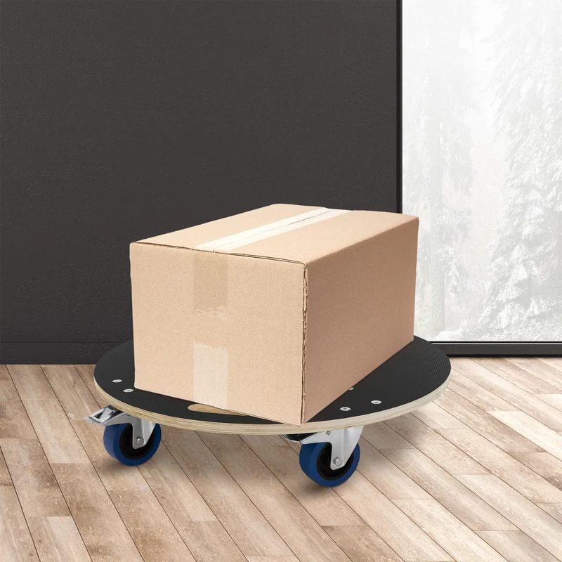 Rollbrett Möbelroller rund Ø 67 cm aus Multiplex mit Feststellbremsen Tragkraft 800 kg