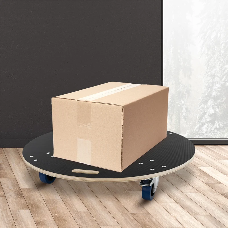 Rollbrett Möbelroller rund Ø 87 cm aus Multiplex mit Feststellbremsen Tragkraft 800 kg
