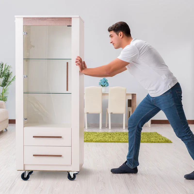 2er Set Rollbrett Möbelroller rund Ø 87 cm aus Multiplex mit Feststellbremsen Tragkraft 800 kg