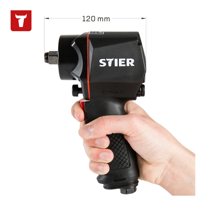 STIER Druckluft Schlagschrauber 14-KBS Extra kurz 1400 Nm Doppelammer-Schlagwerk