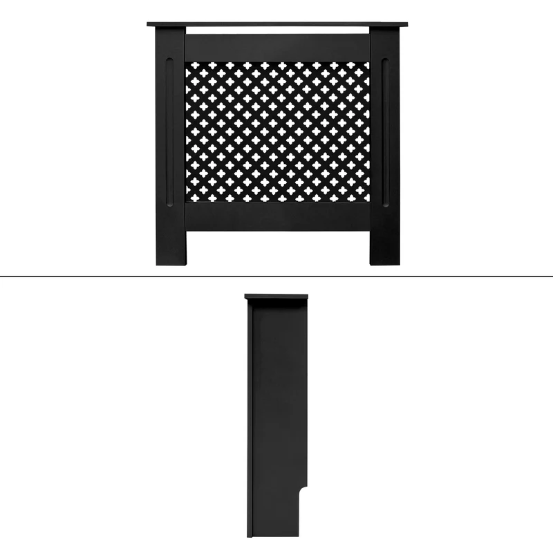 Heizkörperverkleidung 78x19x82 cm Raute Schwarz aus MDF