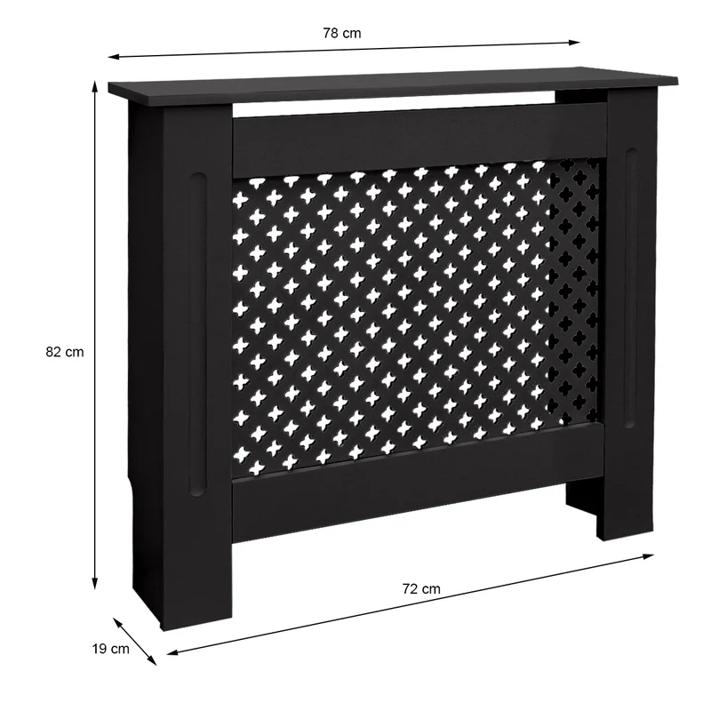Heizkörperverkleidung 78x19x82 cm Raute Schwarz aus MDF