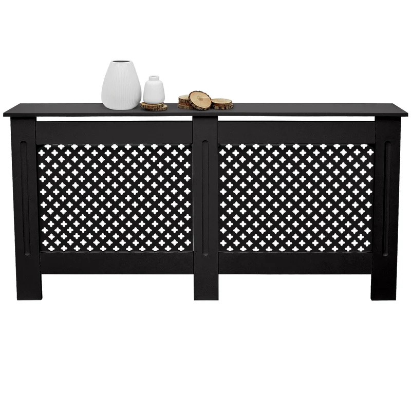 Heizkörperverkleidung 152x19x82 cm Raute Schwarz aus MDF